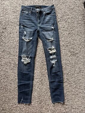 KanCan Dark Indigo Distressed Skinny Jeans